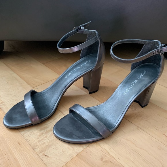 metallic grey sandals